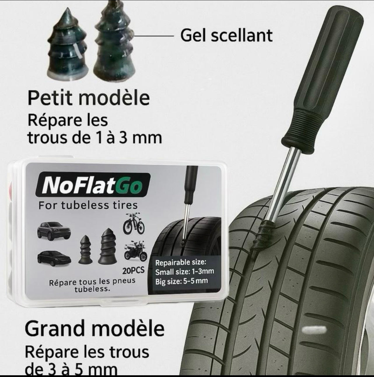 Kit Réparation Pneu Tubeless - Kit anti crevaison